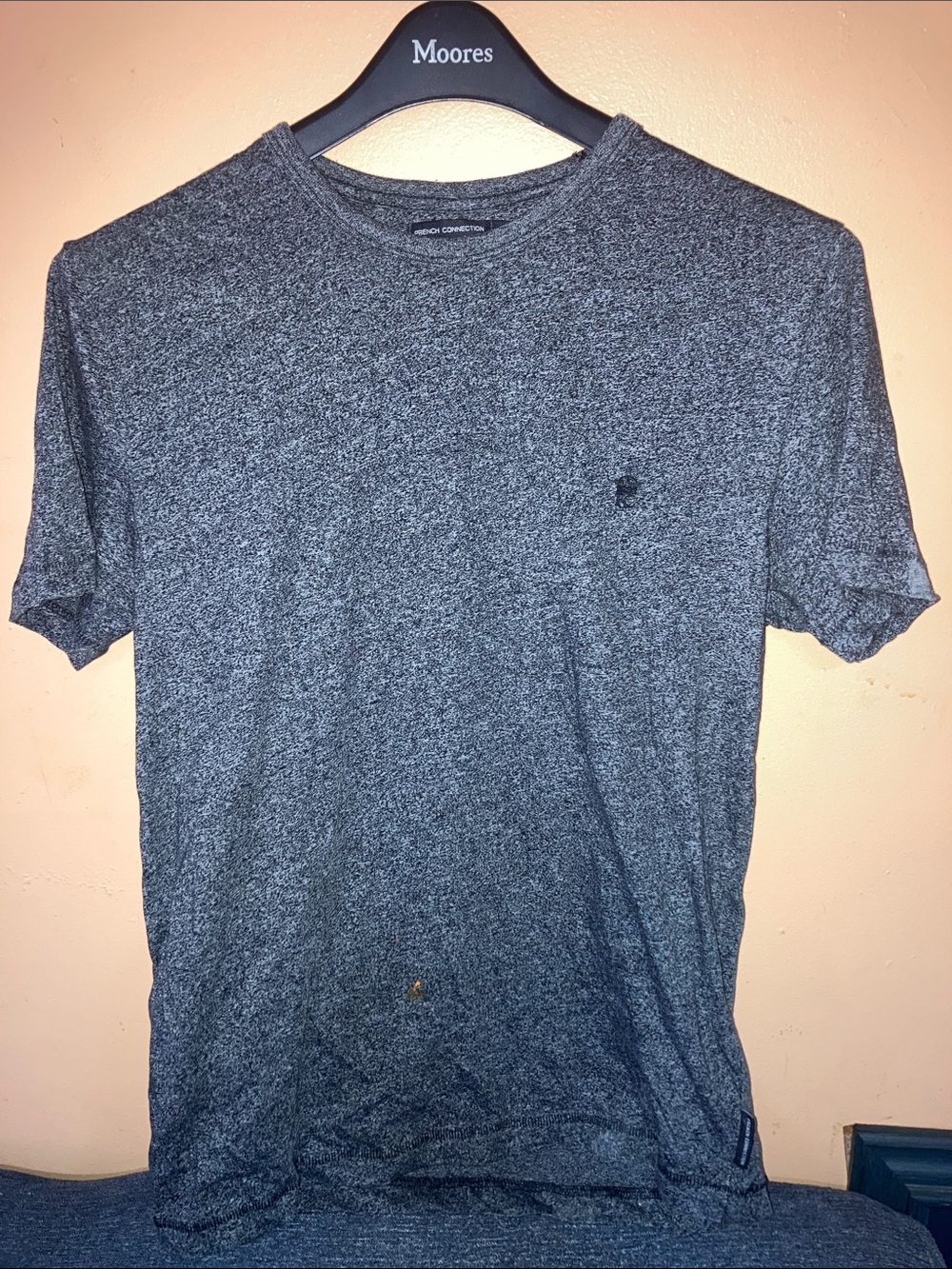 French Connection Men's Charcoal Heather Short Sleeve Crew Tee